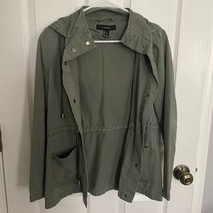 Forever 21 green utility button down jean jacket size small